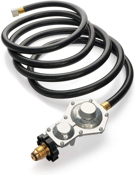 12 Ft Propane Hose with Dual-Stage Regulator for Standard P.O.L Tank Connection, 3/8in Female Flare Fitting for Grill