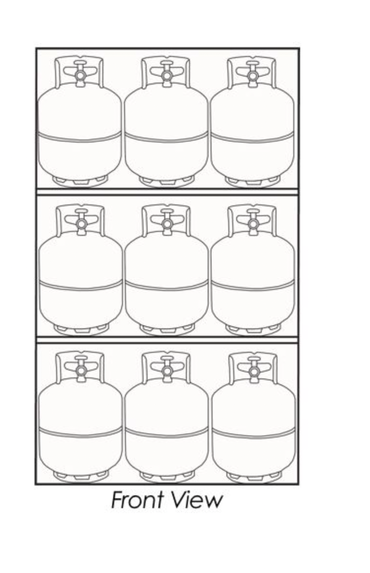 12 Propane Tanks (20 LB) - Outdoor - Vertical Storage - Laser Cut Aluminum  - Gas Cylinder Cage